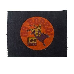 VTG Lee Riders Go Rodeo! Bull Rider Iron On Decal Patch Sticker Denim Med Wash